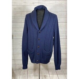 J. Crew Navy Signature Cable Knit Fisherman Button Up Cardigan Men’s  XL